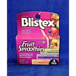Blistex Lip Balm Treatment Fruit Smoothies Berry Tropical Melon NOS NEW *3 PACK*